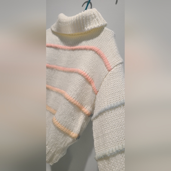 KESTAN - Kora Soft Turtleneck Knitted Sweater w/ vibrant rainbow pastel stripes - Picture 6 of 6